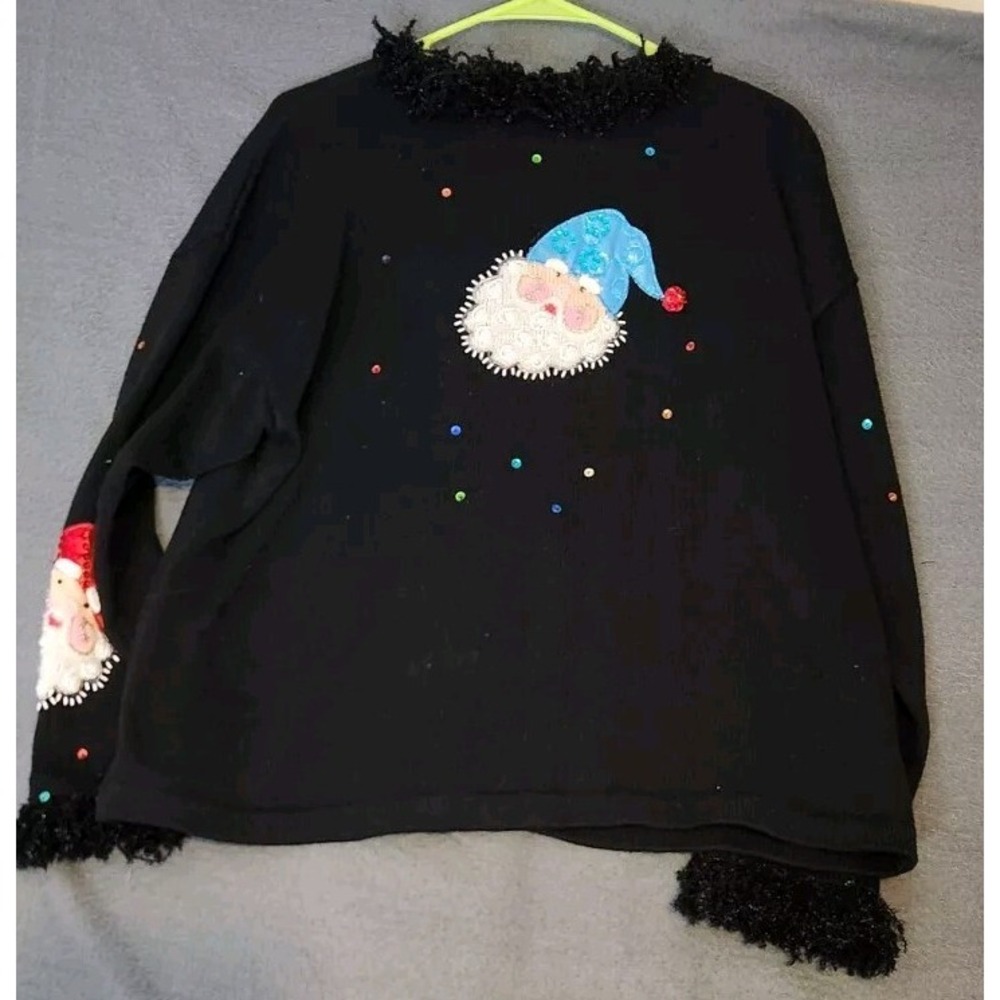 Rare Design Options Philip Jane Christmas Santa Holiday Cardigan Sweater Sz XL - Picture 2 of 11